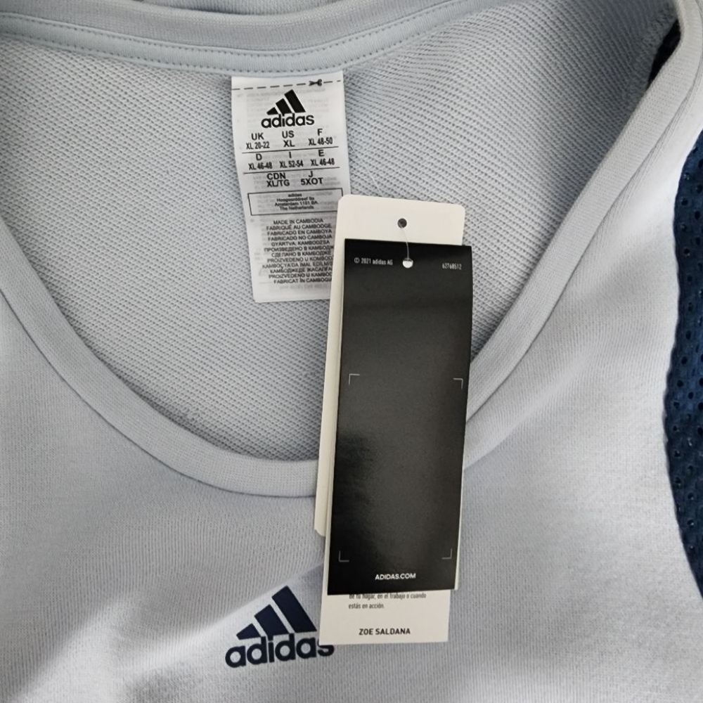 Adidas Women's Dress Zoe Saldana GN4978 Blue Shirt Tank Size XL NWT - Picture 5 of 6